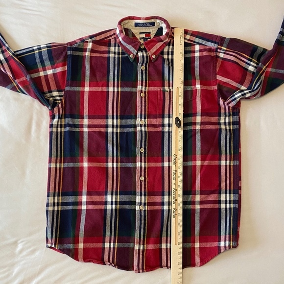 Tommy Hilfiger Y2K Mens Red/Blue XL‎ Plaid Flannel Button Down Shirt - Picture 4 of 9